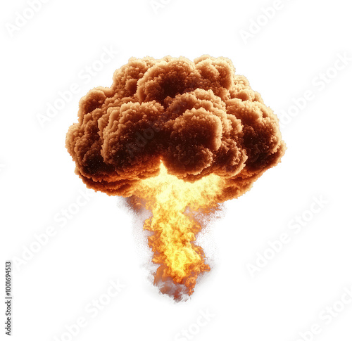 The explosion of a hydrogen bomb on a transparent background