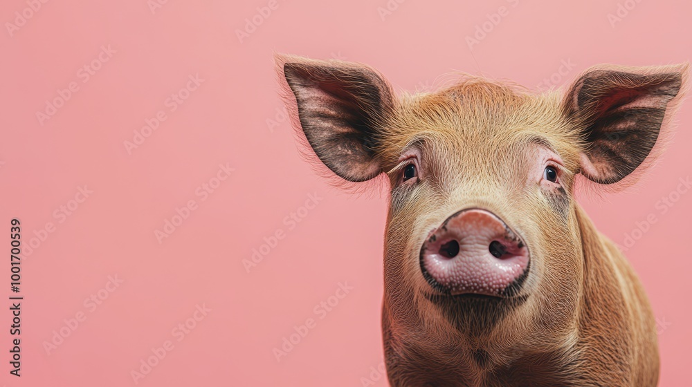Fototapeta premium Adorable Piglet Looking at the Camera