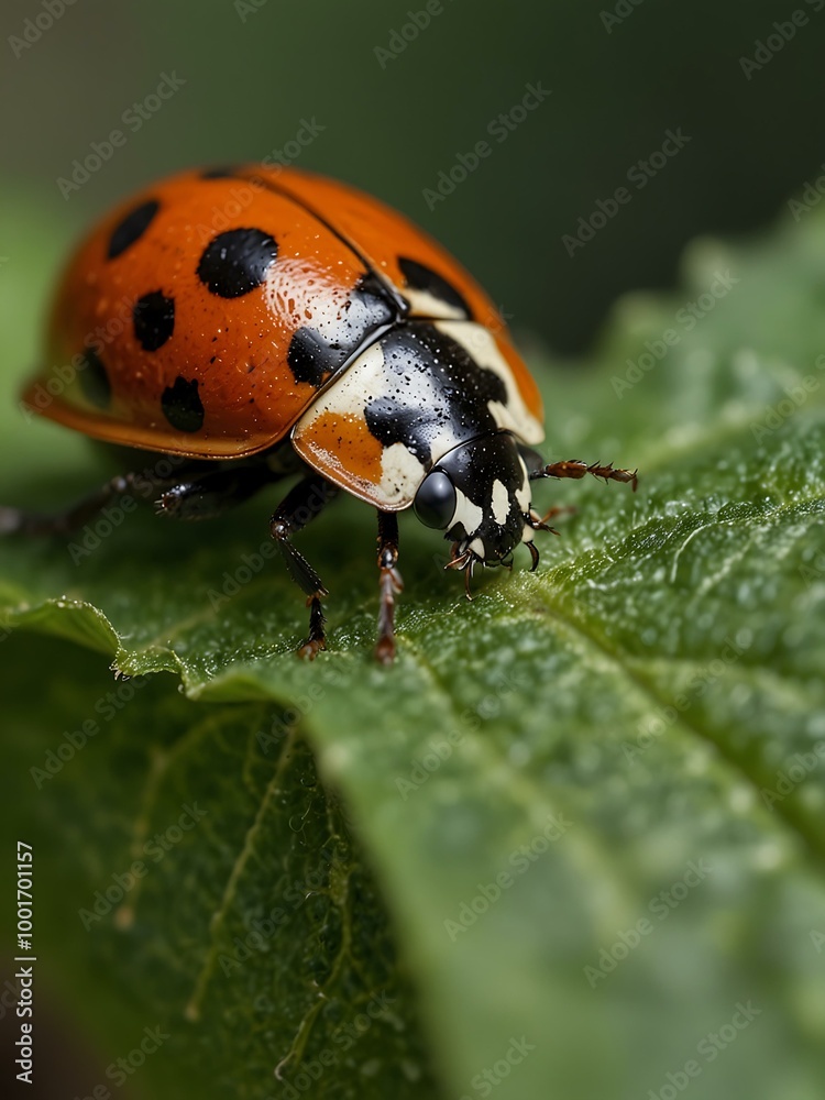 Ladybug resting on a leaf. Ladybug resting on a leaf.