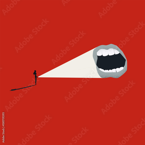 Bossing or bullying at work business vector concept. Symbol of stress, harassment, abuse. Minimal design eps10 illustration.