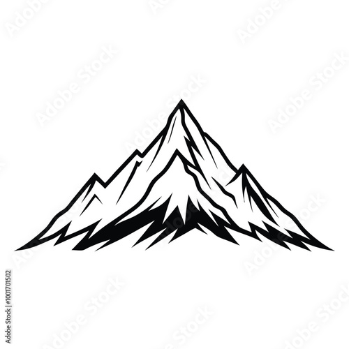 a black and white illustration of a mountain peak 