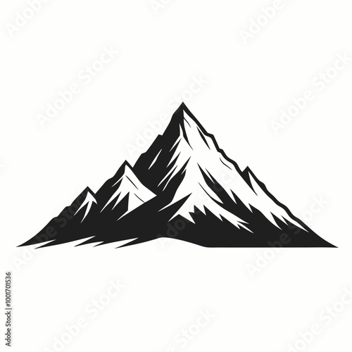 a black and white illustration of a mountain peak 