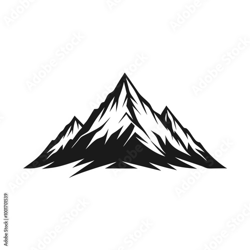 a black and white illustration of a mountain peak 