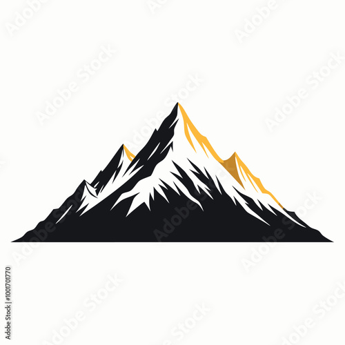 a black and white illustration of a mountain peak 