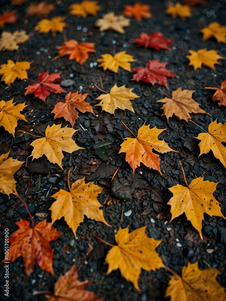 Leaves scattered on the ground. Leaves scattered on the ground.