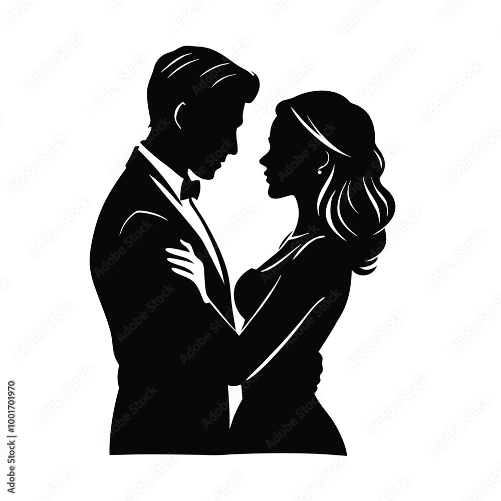 a black silhouette of a man and a woman in a romantic embrace a black silhouette of a man and a woman in a romantic embrace