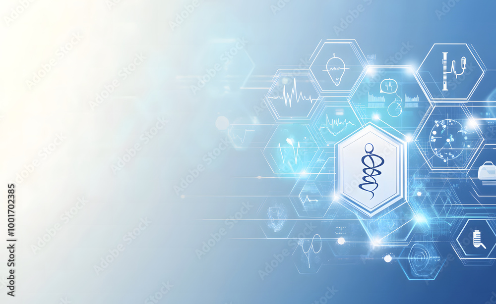 Medical Caduceus Symbol on Abstract Hexagonal Background - Healthcare and Medicine Concept Medical Caduceus Symbol on Abstract Hexagonal Background - Healthcare and Medicine Concept