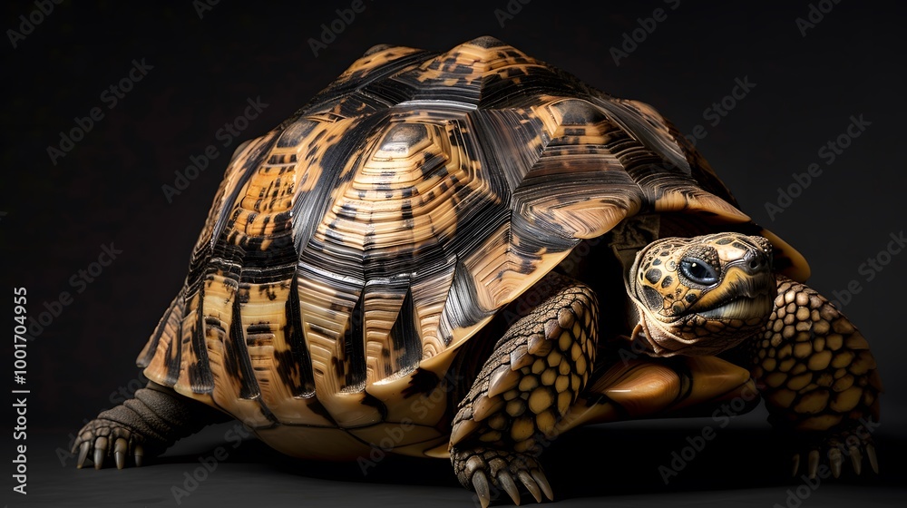 Captivating Leopard Tortoise Portrait in Professional Studio Captivating Leopard Tortoise Portrait in Professional Studio