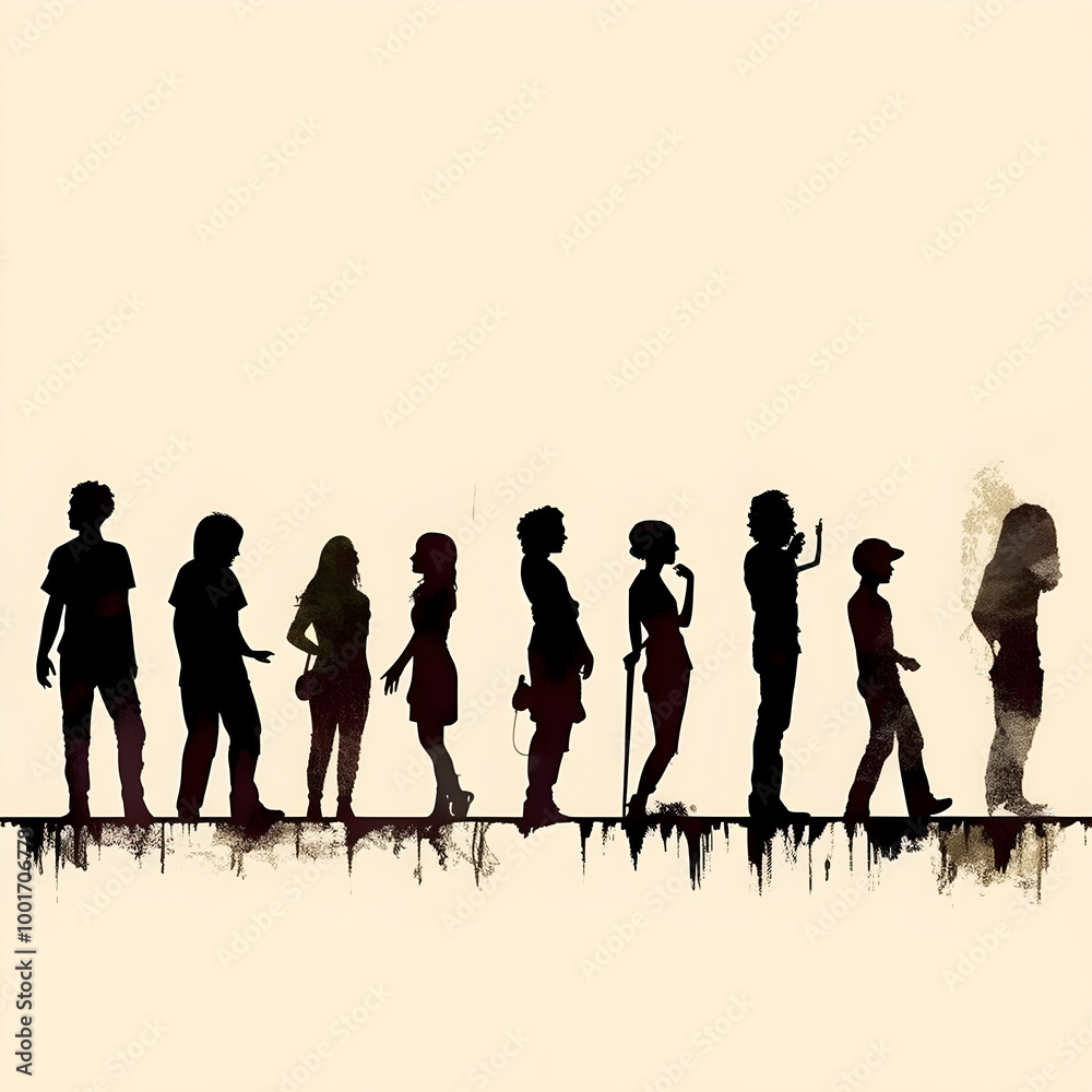 people silhouette isolated human person male female business black generative Ai.