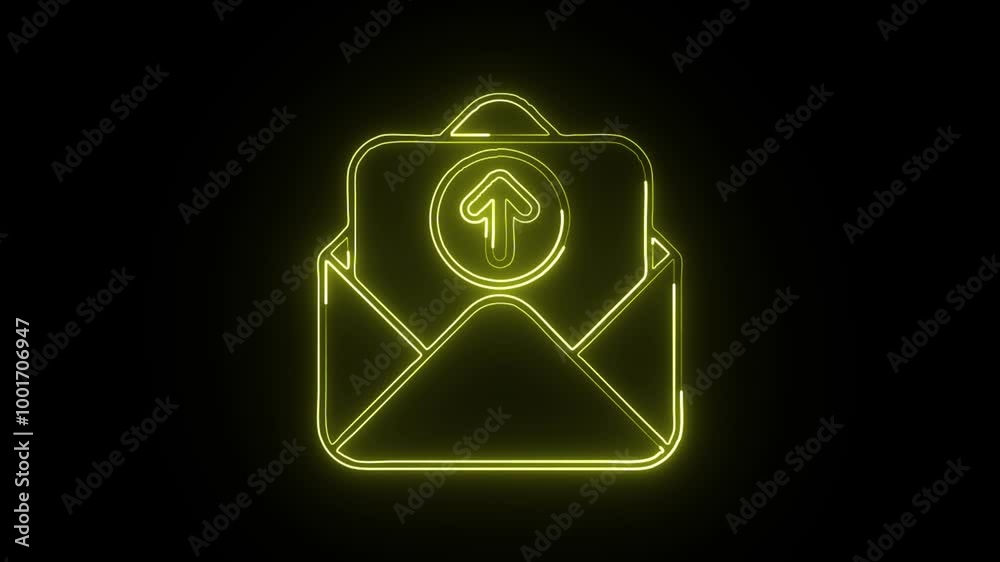 Glowing Neon Sending Mail Icon Isolated on Black Background. HD Video Motion Graphic Animation Glowing Neon Sending Mail Icon Isolated on Black Background. HD Video Motion Graphic Animation