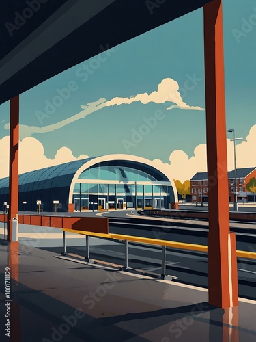 Modern artistic illustration of Basingstoke for travel cards. photo