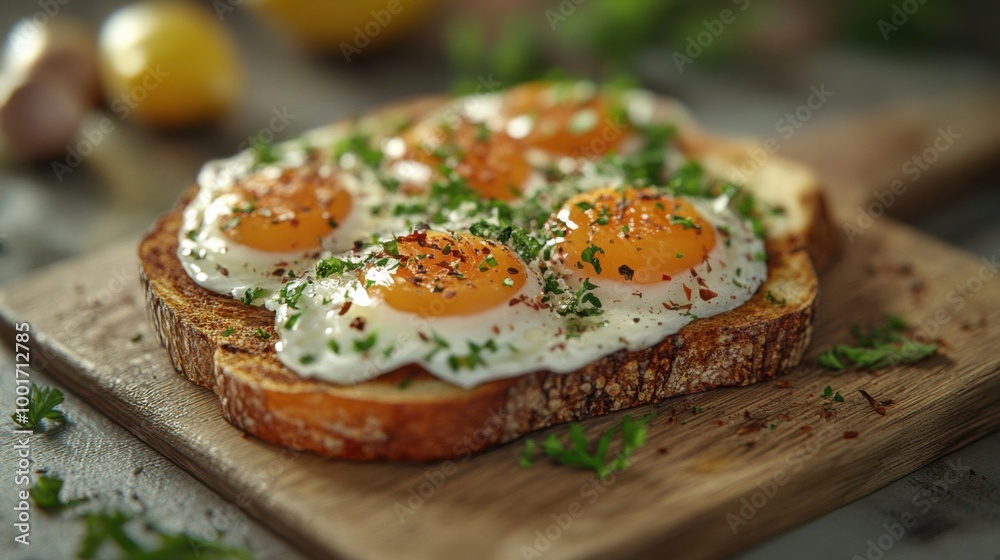 Delicious Fried Eggs on Toast with Fresh Herbs - Perfect Breakfast Inspiration Delicious Fried Eggs on Toast with Fresh Herbs - Perfect Breakfast Inspiration