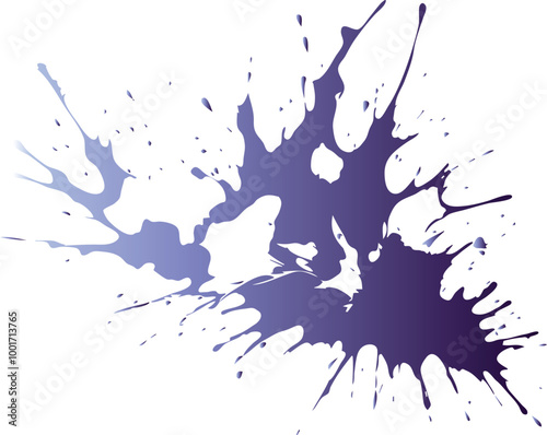 Dynamic splatter of dark purple ink