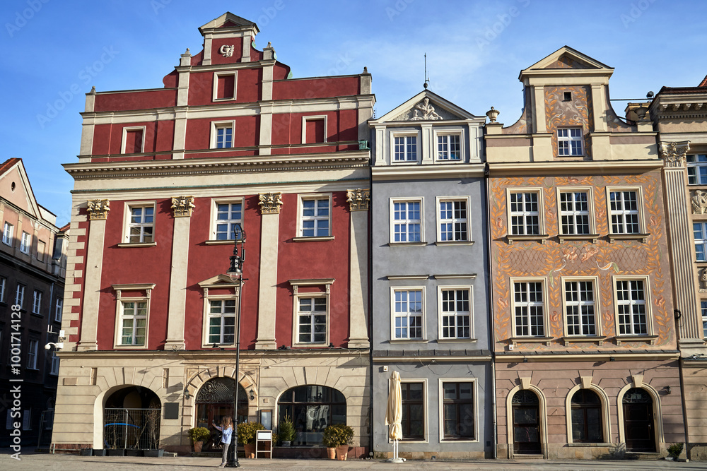 facades of historic tenement houses on the market square in the city of Poznan facades of historic tenement houses on the market square in the city of Poznan