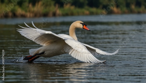 Mute swan gliding gracefully.