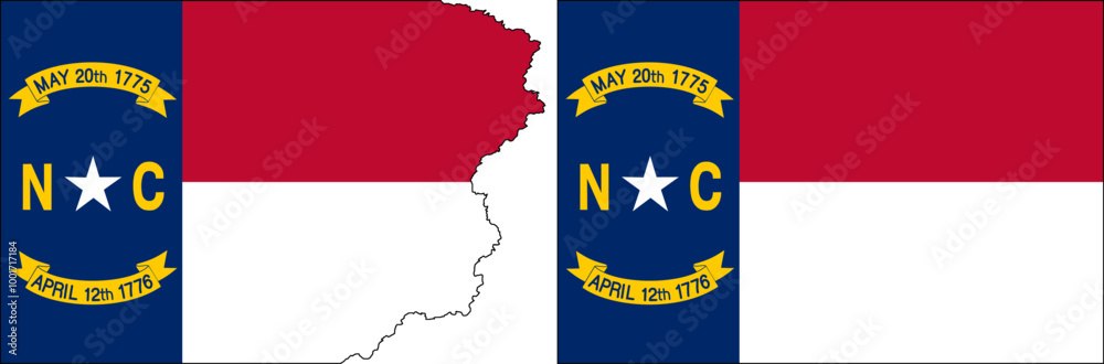 Ταπετσαρία North Carolina flags vector. Standard flag and with torn edges
