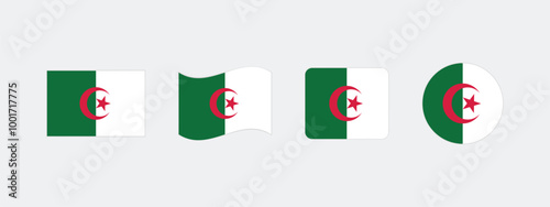 Vector Algeria flag. Set of Algeria Flags Collection. 
