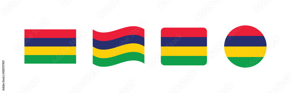 Obraz premium Vector Mauritius flag. Set of Mauritius Flags Collection.