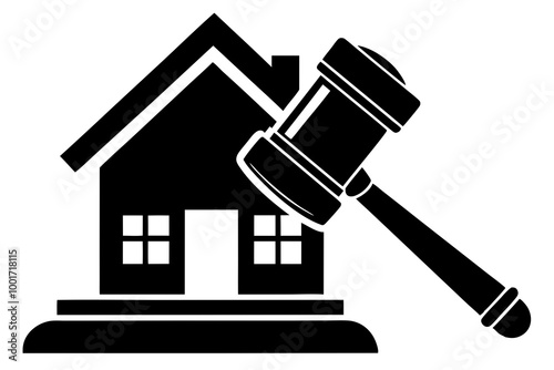 Real Estate Auction Icon Vector Gavel and House Symbol Illustration photo