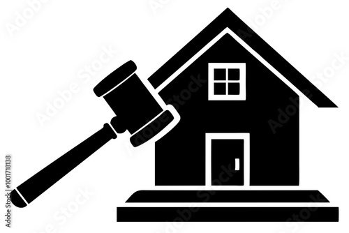 Real Estate Auction Icon Vector Gavel and House Symbol Illustration photo