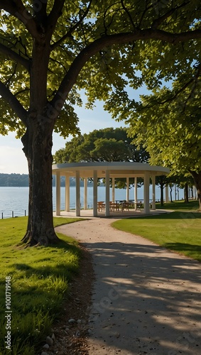 Park in Sassnitz by Müther's concert shell. photo