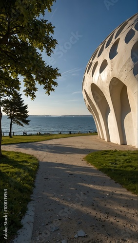 Park in Sassnitz by Müther's concert shell. photo