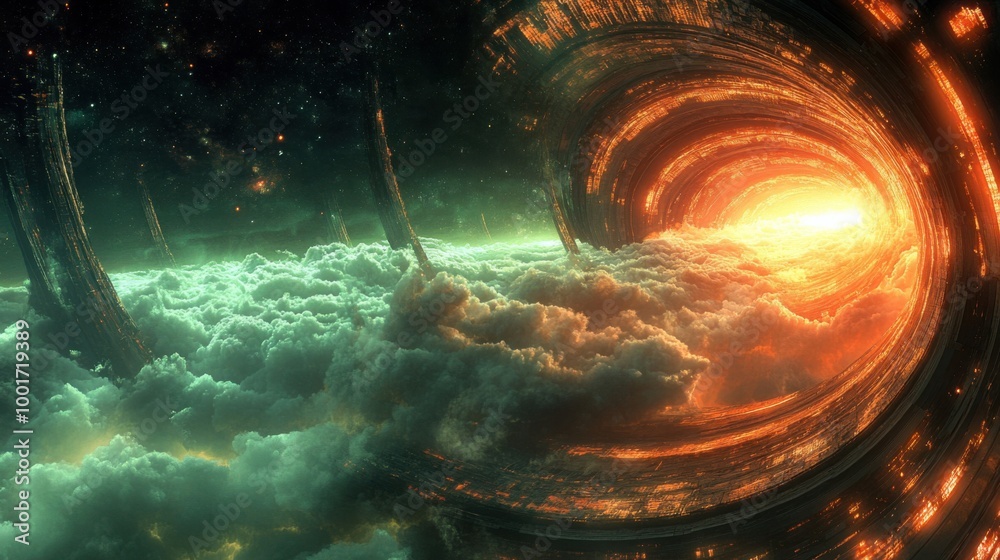 Fototapeta premium Unveiling Cosmic Wonders: A Surreal Journey through Celestial Landscapes