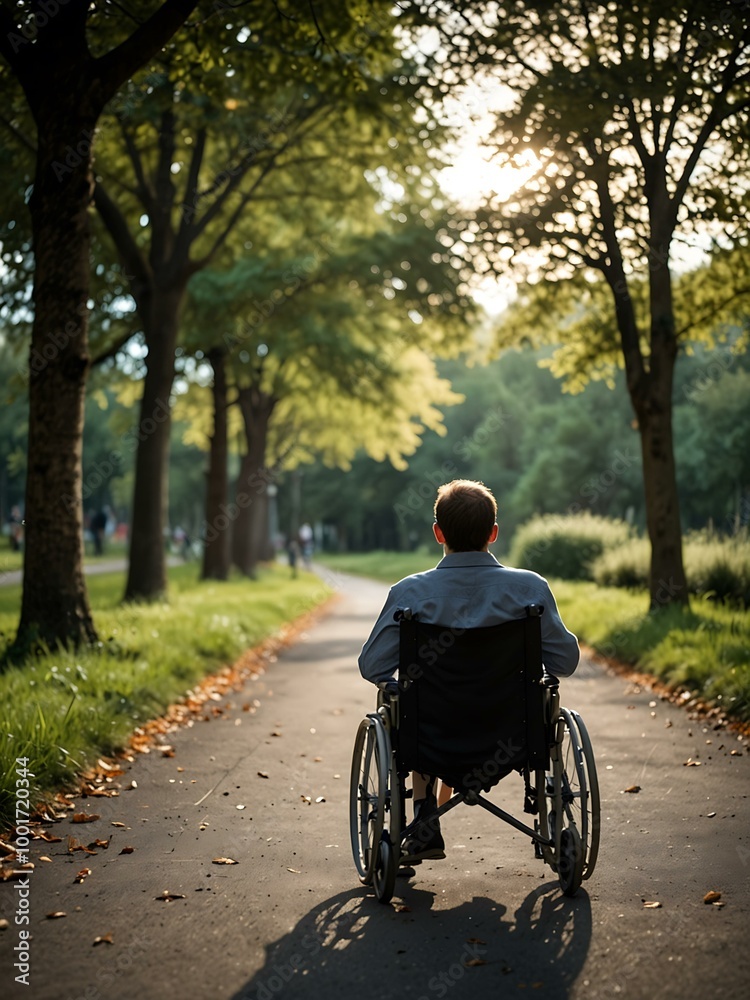 Person in a wheelchair enjoying the surroundings. Person in a wheelchair enjoying the surroundings.