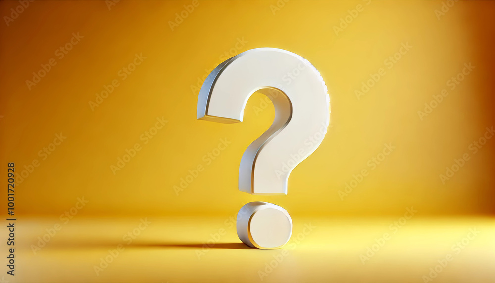 White question mark on a yellow background White question mark on a yellow background