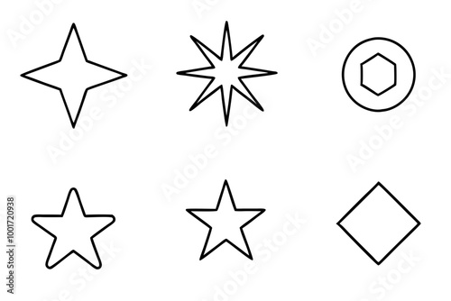 Stars line art icon. Vector four-pointed star for logo, social media stories