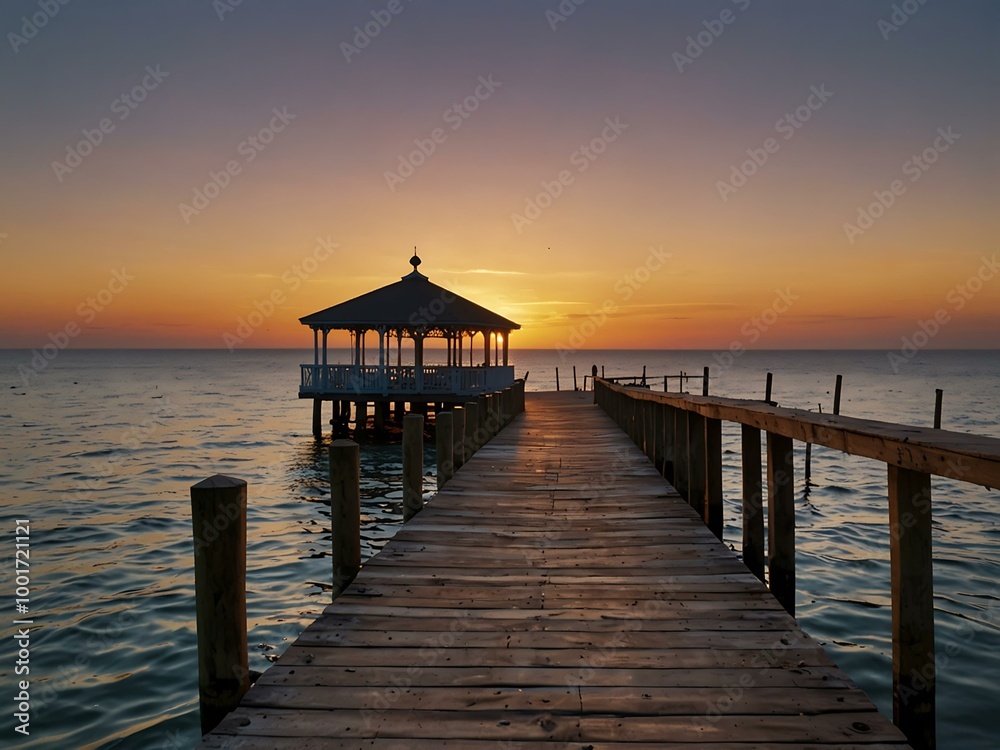 Pier by the sea at sunset. Pier by the sea at sunset.