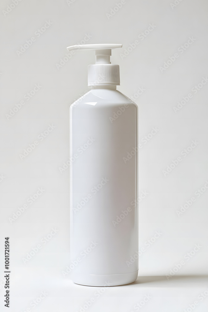 Minimalist White Pump Bottle on Neutral Background - Skincare or Beauty Product Mockup Minimalist White Pump Bottle on Neutral Background - Skincare or Beauty Product Mockup