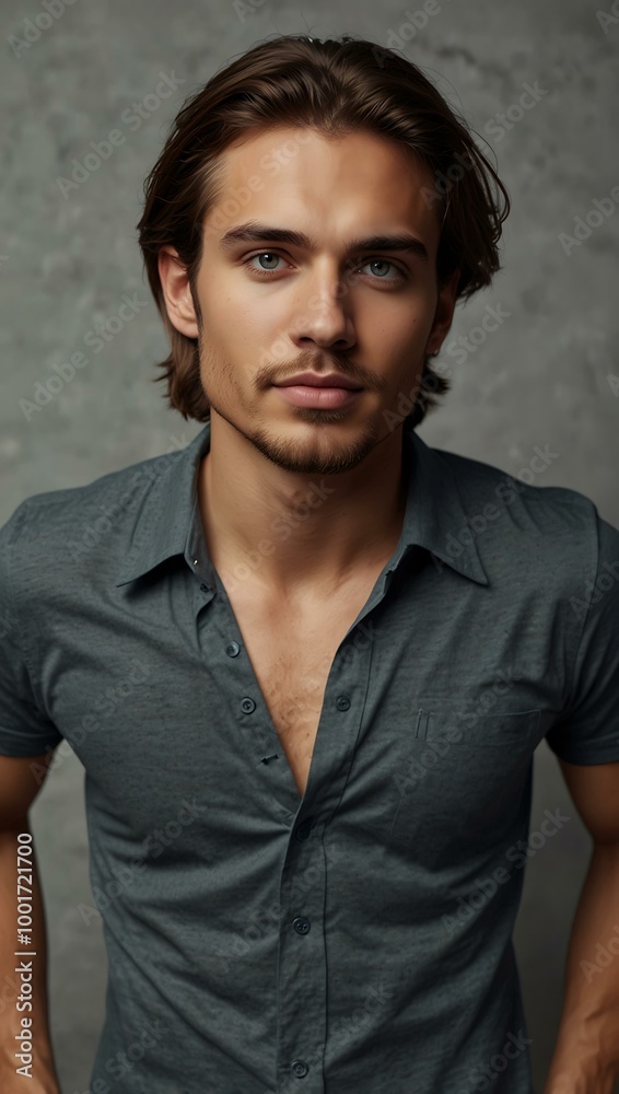 Plain unbuttoned t-shirt with no design. Plain unbuttoned t-shirt with no design.