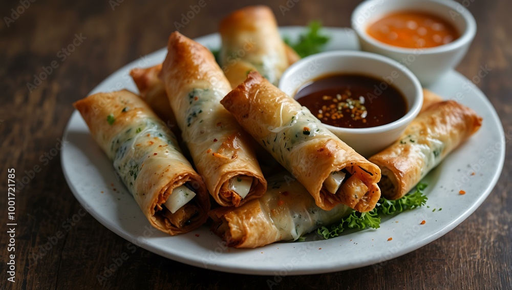 Plate of Turkish spring rolls (sigara borek).