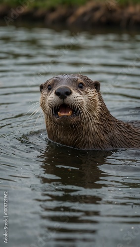 Playful otters showcasing their behavior.