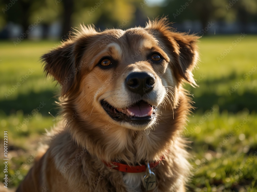 Portrait of a happy dog enjoying a sunny day in the park. Portrait of a happy dog enjoying a sunny day in the park.