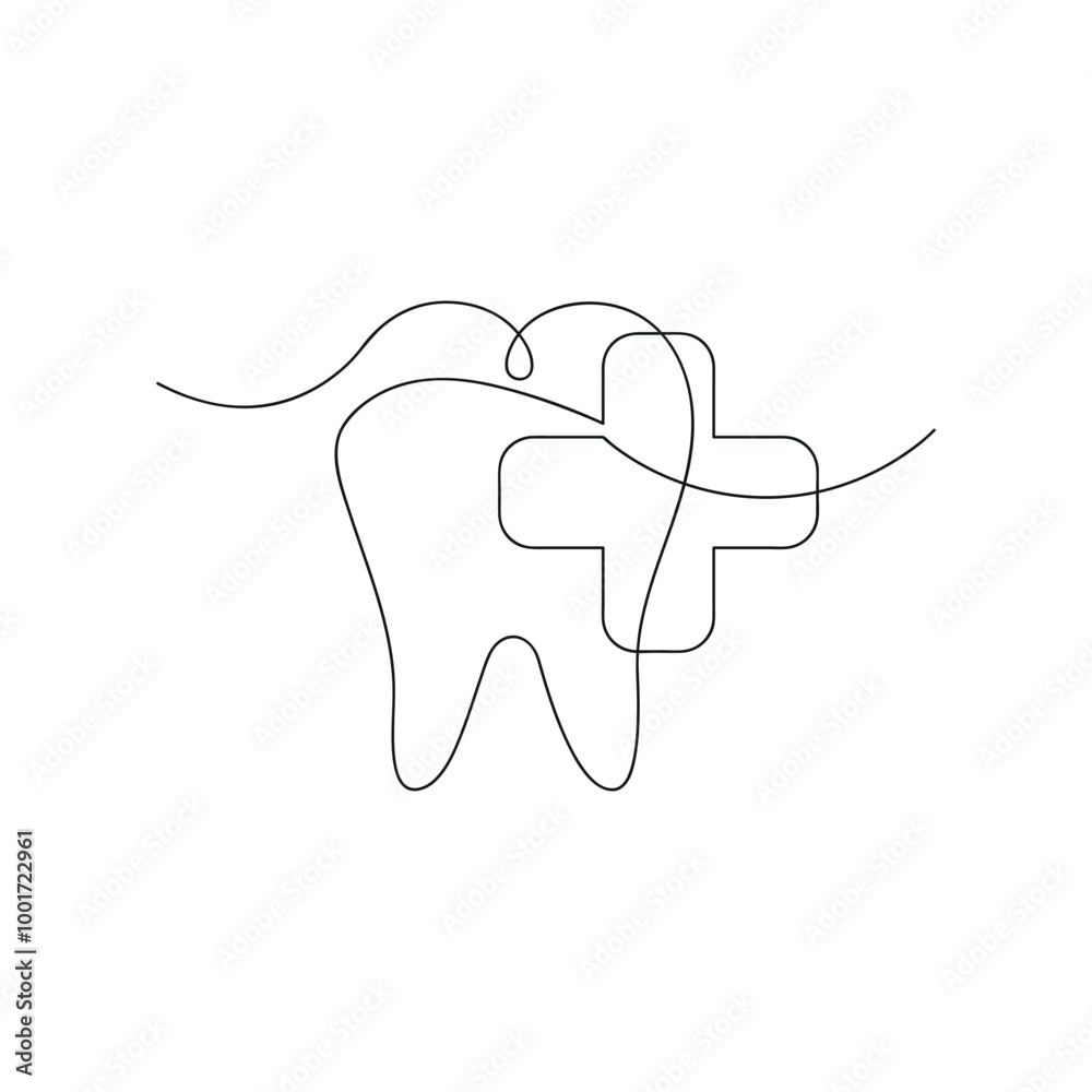 Dental logo in one continuous line. One line drawing, minimalism. Vector illustration. Dental logo in one continuous line. One line drawing, minimalism. Vector illustration.