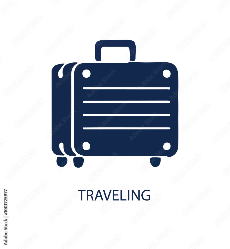 Traveling suitcase with cloud and sun Traveling suitcase with cloud and sun