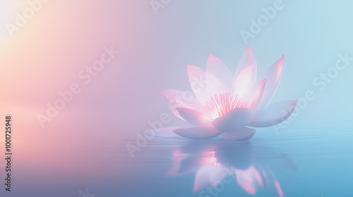 Luminous Lotus Against Minimalist Background