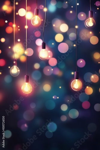 Colorful lights illuminating a dark background create a whimsical atmosphere at night