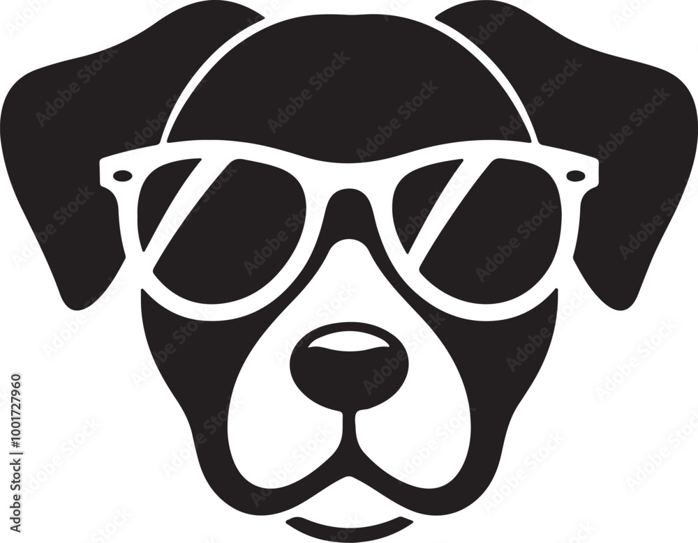 Simple dog head in sunglass silhouette vector style icon Simple dog head in sunglass silhouette vector style icon