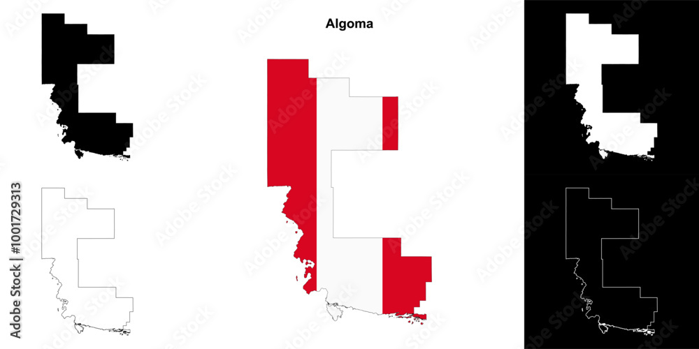 Fototapeta premium Algoma (Ontario) outline map set