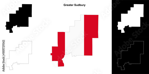 Greater Sudbury (Ontario) outline map set