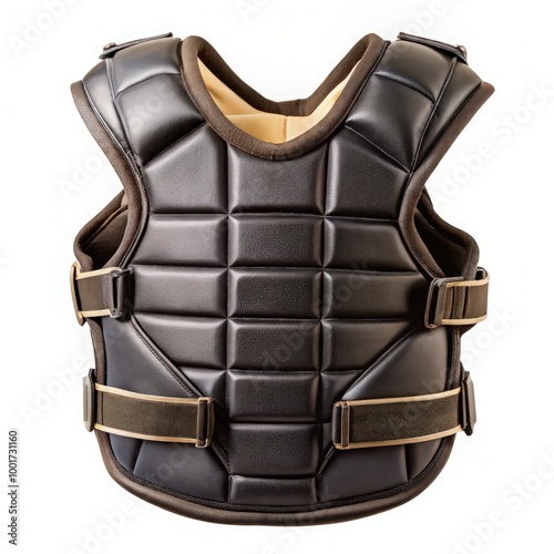 Black cricket chestguard designed for safety during matches and practice sessions. Generative AI photo