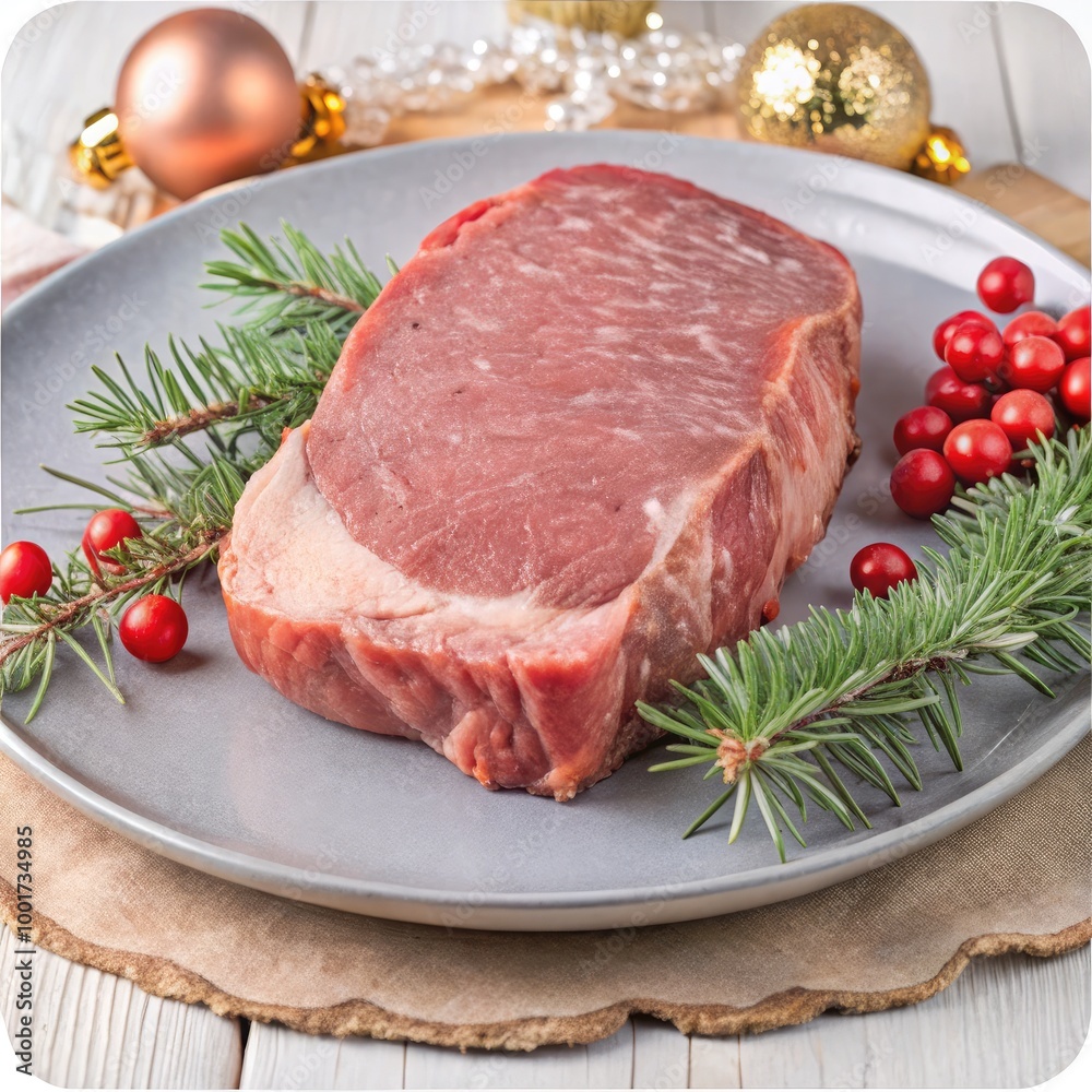 Festive fresh beef steak prepared for New Year’s celebrations and gatherings. Generative AI Festive fresh beef steak prepared for New Year’s celebrations and gatherings. Generative AI