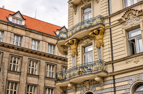 Prague, Czech Republic - July 16, 2024: Classic residential buildings in the old town of Prague in the Czech Republic
 photo