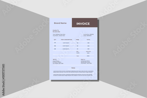 Invoice minimal design template. Bill form business invoice accounting
