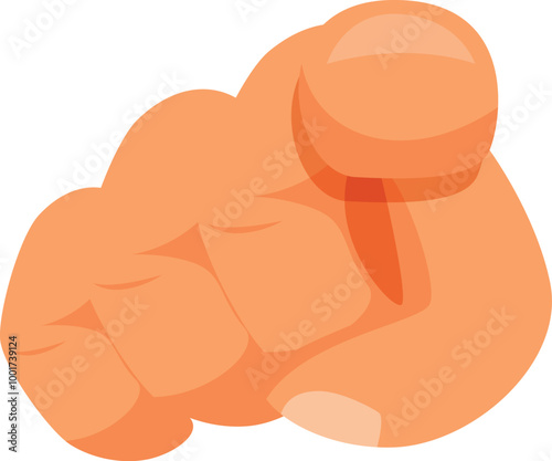 Cartoon hand with finger pointing forward, making a gesture for choosing you
