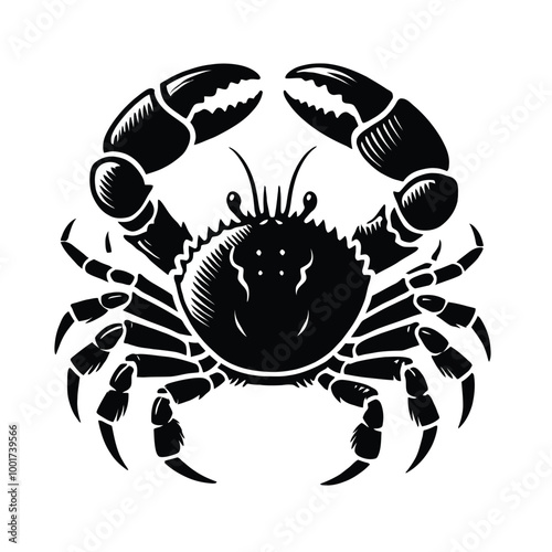 Crab Silhouette with Raised Claws