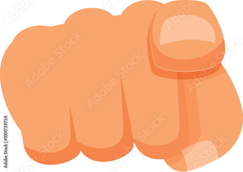 Cartoon hand with clenched fingers pointing with index finger accusingly